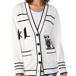 Karl Lagerfeld White Cardigan with Black Details